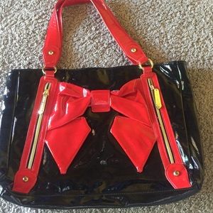 Black and red handbag