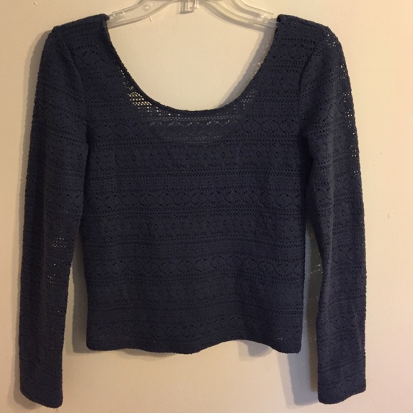 Gray crochet top.