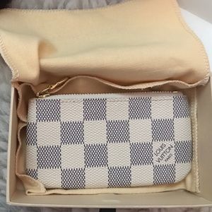 LV key pouch in Damier Azur