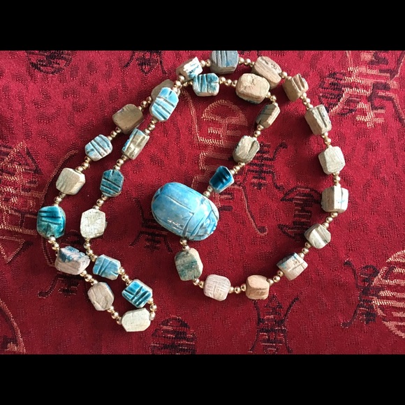 Vintage scarab necklace - Picture 4 of 4