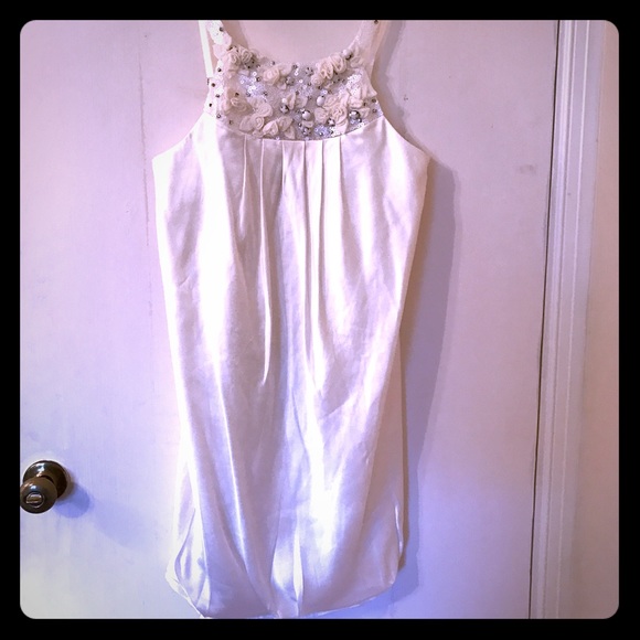 Bubble hem dress with neckline embellishment