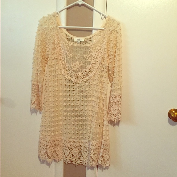 Dresses & Skirts - Cream Lace overlay dress