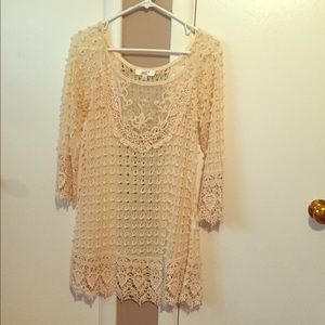 Cream Lace overlay dress