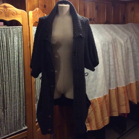 DKNYC Ribbed Button-up Belted Cardigan - Picture 2 of 4