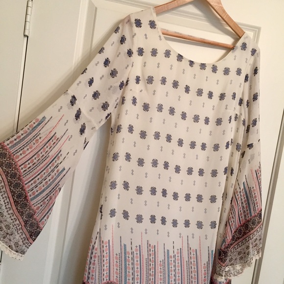 Boho Babydoll Bell Sleeve Dress - Picture 3 of 4