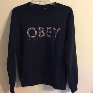 Floral OBEY crew neck sweater.