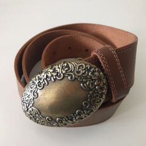 Boho Style Buckle Brown Leather Belt