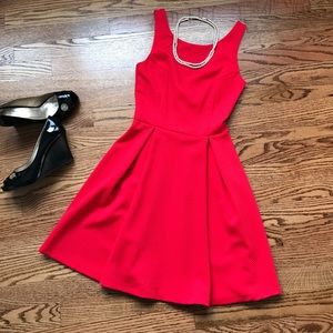 NWOT Red A-line dress with V- back- size small