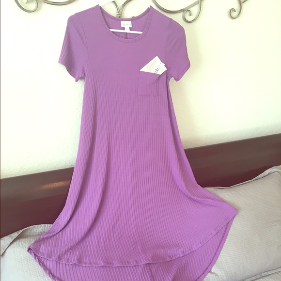 LuLaRoe XXS CARLY purple ribbed with pocket NEW