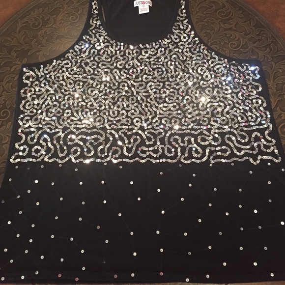 Plus size 3X sequins black tank top