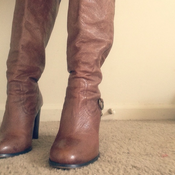 Brown Knee High Heeled Boots