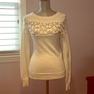 Sweater with Crochet Lace Panel