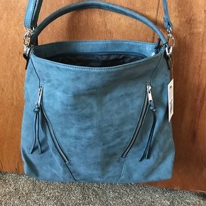 100% Vegan - dusty blue hobo cross body bag