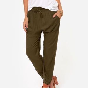 Olive green work up pants