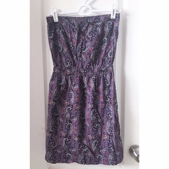 Strapless purple paisley sun beach dress