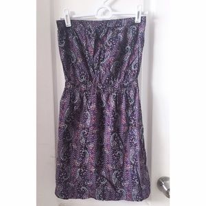 Strapless purple paisley sun beach dress
