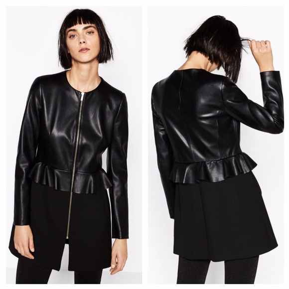 zara leather effect jacket