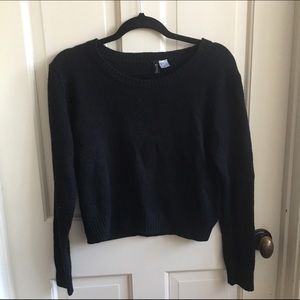 Black Divided Crop Sweater