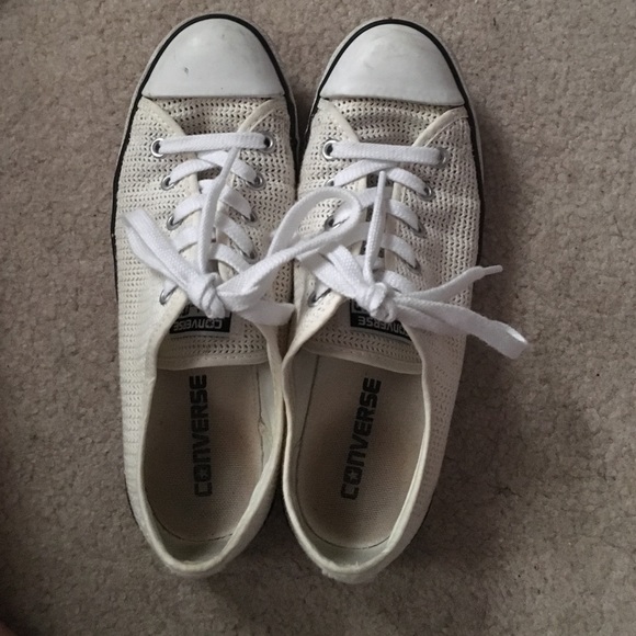 Cream colored perforated converse!