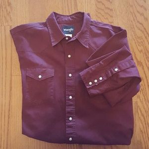 Maroon Wrangler Long Sleeve Button Down