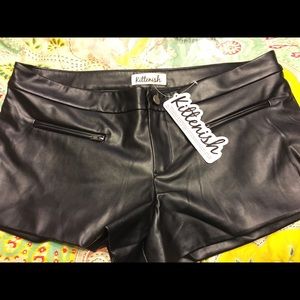 Kittenish Faux Leather Shorts