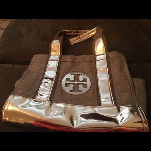 Tory Butch grey flannel tote