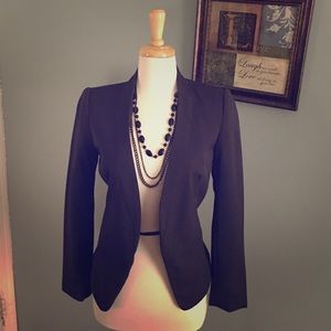 Charcoal grey buttonless open front blazer