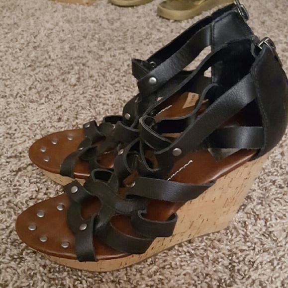 Black Strappy Wedges