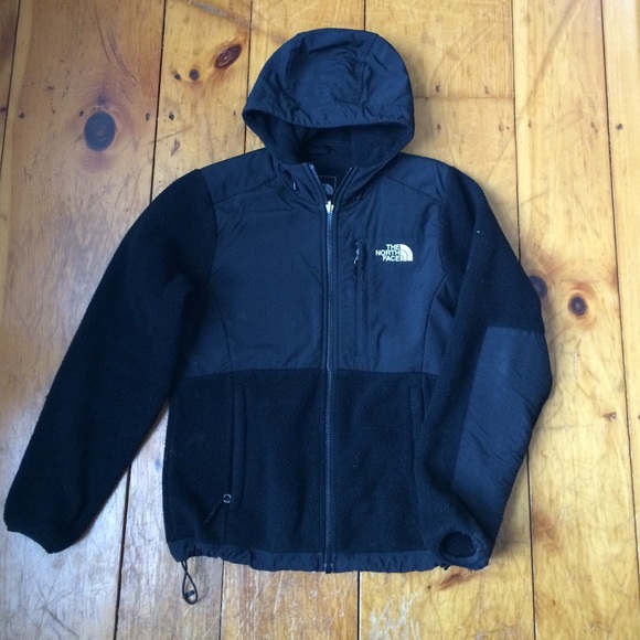 North Face black fleece hooded jacket