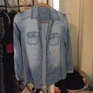 Jean button down top