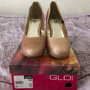 Glitter gold heels size 10; worn once.