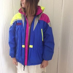 Vintage 1980s Obermeyer Neon Snow Jacket