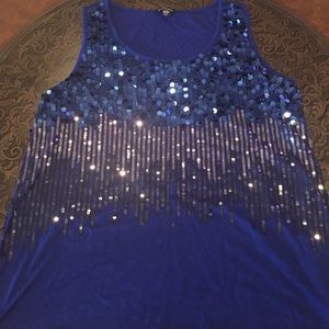 Plus size 2X Blue and black sequins