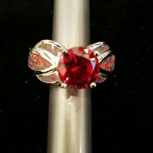 NEW: 6.80ctw Red Sapphire & Opal sterling silver