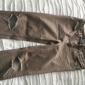 Free People camel ripped jeans