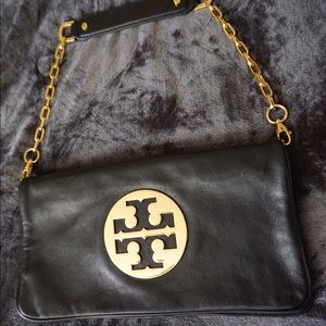 Black 'Reva' Tory Burch Fold Over Purse