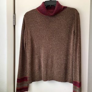 Sigrid Olsen Sweater cowl neck, Med. Brown w/rust