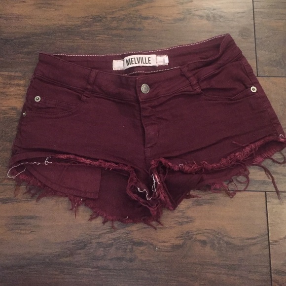 Maroon cutoff shorts!