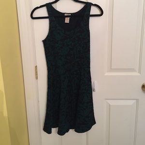 dark green and black fit and flare dress