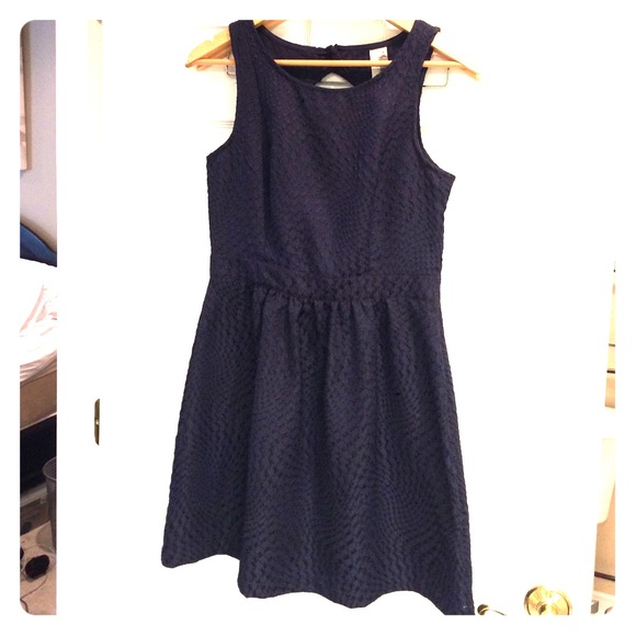 Navy blue cocktail dress.