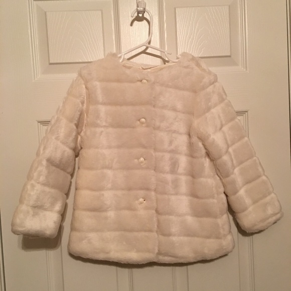 Janie and Jack Coat-white striped faux fur