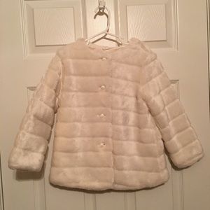 Janie and Jack Coat-white striped faux fur