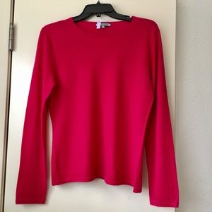 Anne Klein 100% Cashmere Women Sweater, Fuchsia.