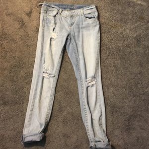 Almost famous light wash distressed skinny jeans