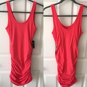 NWT Coral Bodycon Scoop Neck Dress with Ruching
