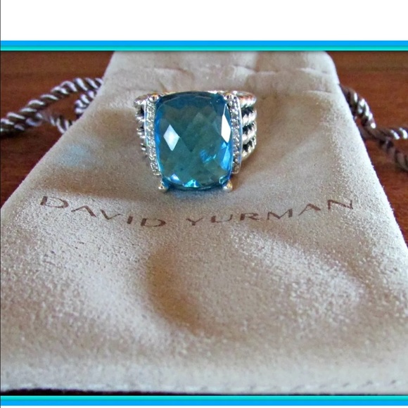 David Yurman Blue Topaz Wheaton Ring size 6