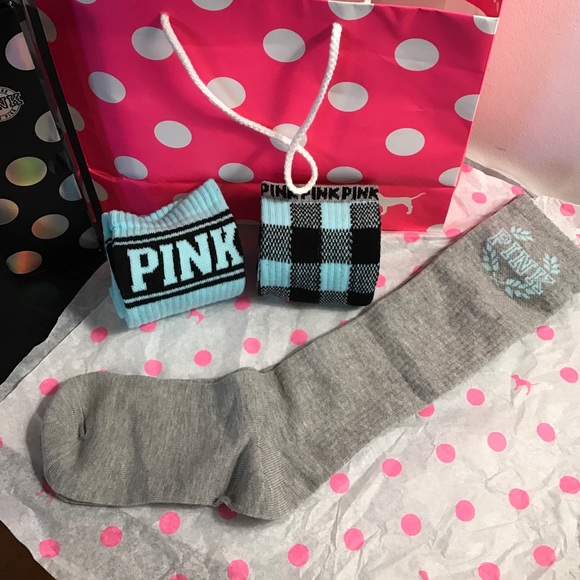 PINK Victoria's Secret Accessories - BNWOT VS PINK KNEE HIGH SOCKS SET $25