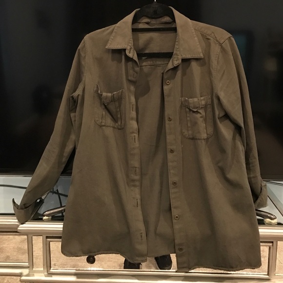 Army Green Zara Jacket/Button up top