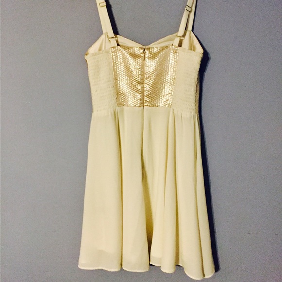 Express Metallic Corset Fit Flare White Dress - Picture 2 of 4