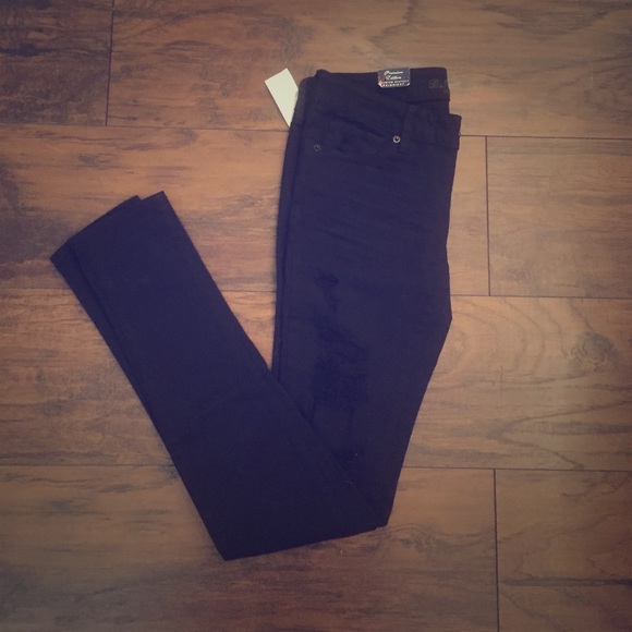 Black distressed skinny jeans!